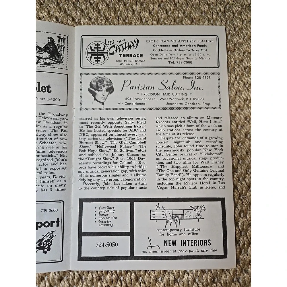 Rare Joan Rivers/John Davidson Warwick Musical Theatre RI Program 7/8-7/13, 1974